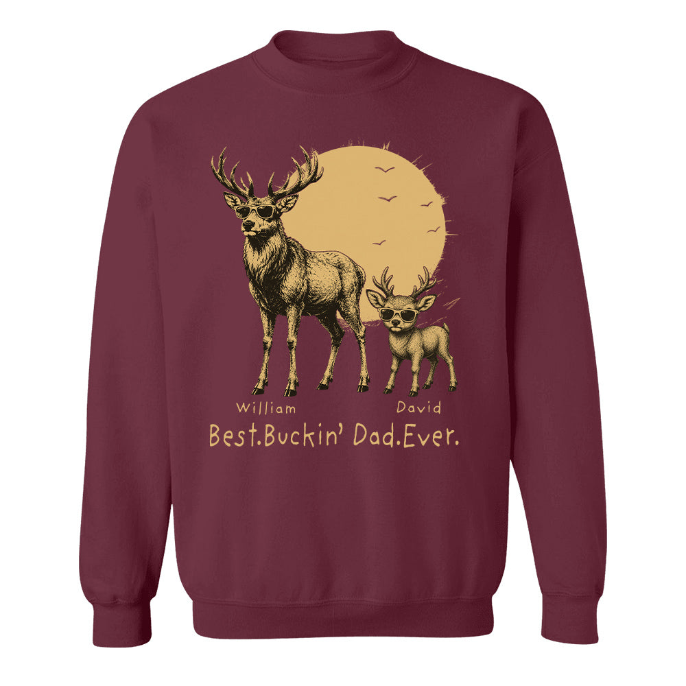 Personalized Best Buckin' Dad Ever T-Shirt Father Day Gifts for Dad Funny Papa Tshirt Cool Daddy Hunting Tee T24