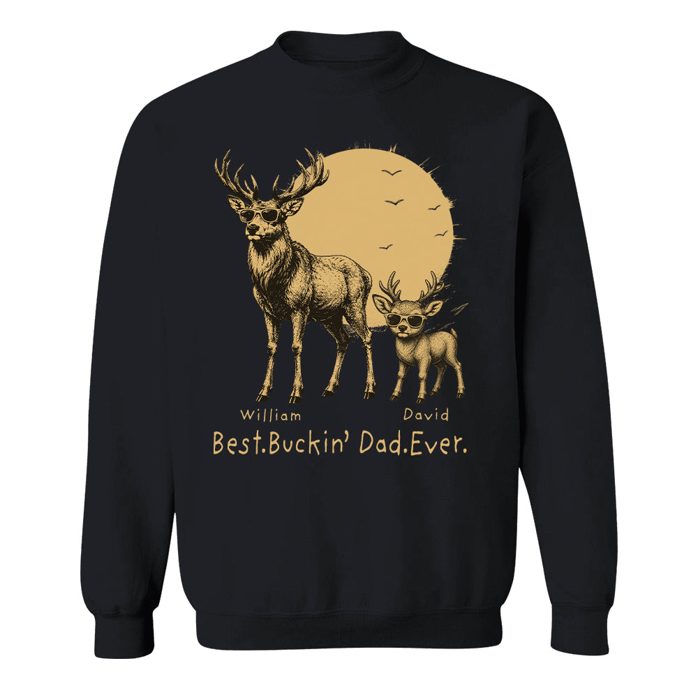 Personalized Best Buckin' Dad Ever T-Shirt Father Day Gifts for Dad Funny Papa Tshirt Cool Daddy Hunting Tee T24