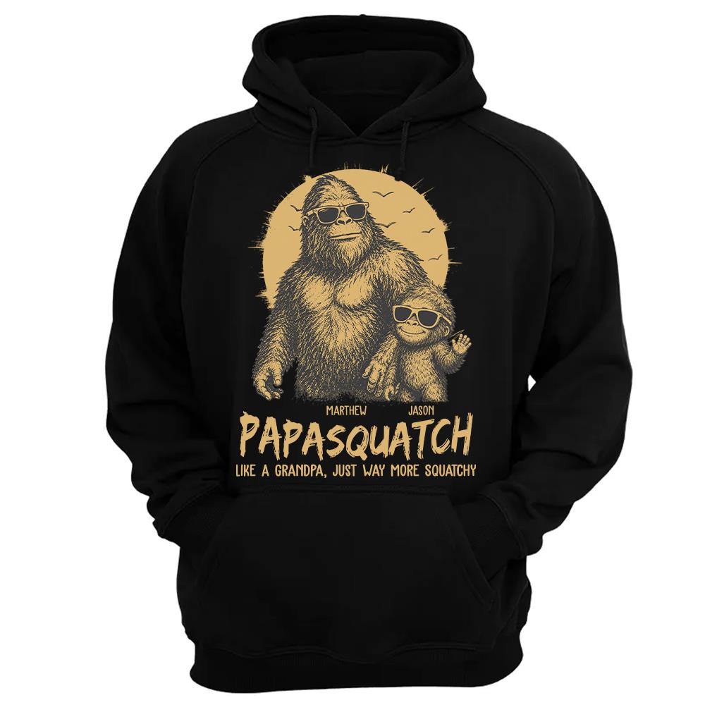 Personalized Papasquatch, Like A Grandpa, Just Way More Squatchy T-Shirt Father Day Gifts for Dad Funny Papa Tshirt Cool Daddy Bigfoot Tee