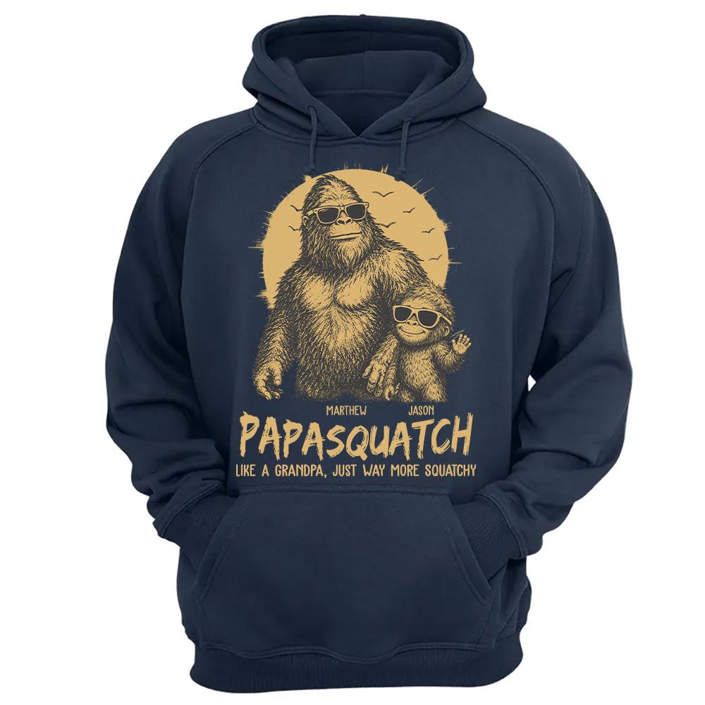 Personalized Papasquatch, Like A Grandpa, Just Way More Squatchy T-Shirt Father Day Gifts for Dad Funny Papa Tshirt Cool Daddy Bigfoot Tee