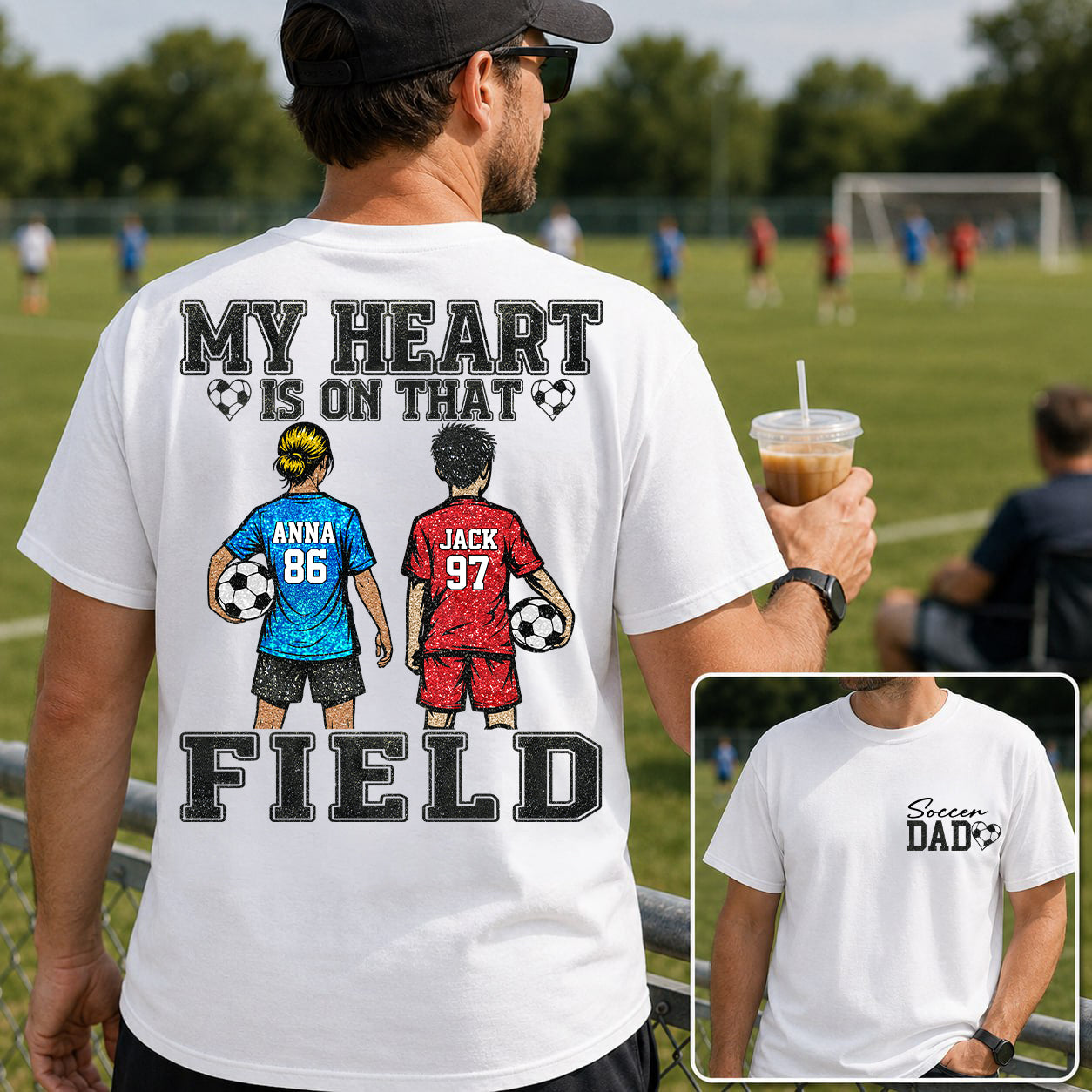 My Heart Is On That Field , Personalized Kids Name Number Soccer Shirt, Game Day Mom Gift Na02 T24