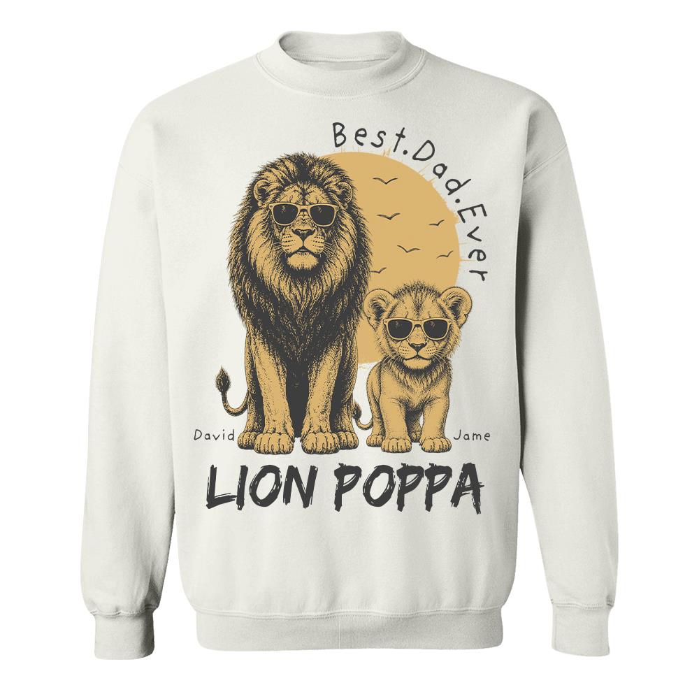 Retro Vintage Lion Dad And Kids Daddy Protector - Personalized Shirt - Cool Father's Day Gift For Dad, Husband Hv01 Vr1