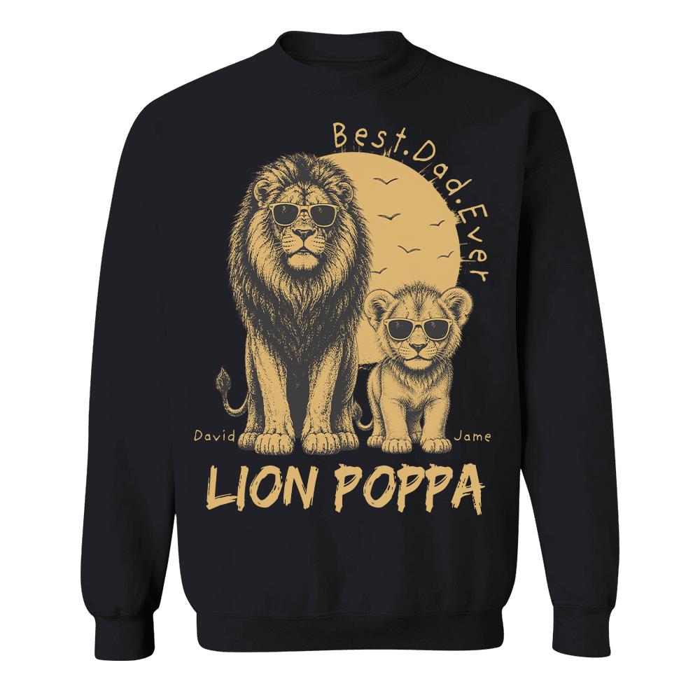 Retro Vintage Lion Dad And Kids Daddy Protector - Personalized Shirt - Cool Father's Day Gift For Dad, Husband Hv01 Vr1