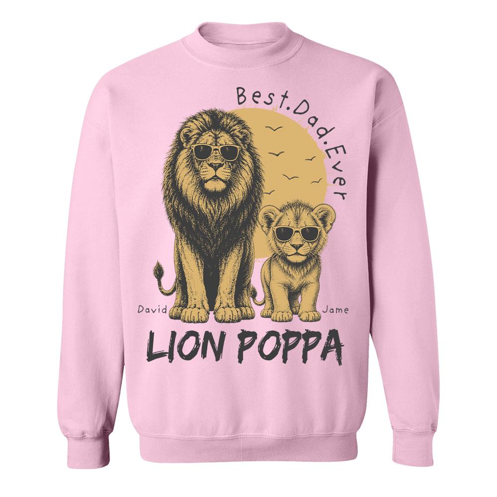 Retro Vintage Lion Dad And Kids Daddy Protector - Personalized Shirt - Cool Father's Day Gift For Dad, Husband Hv01 Vr1