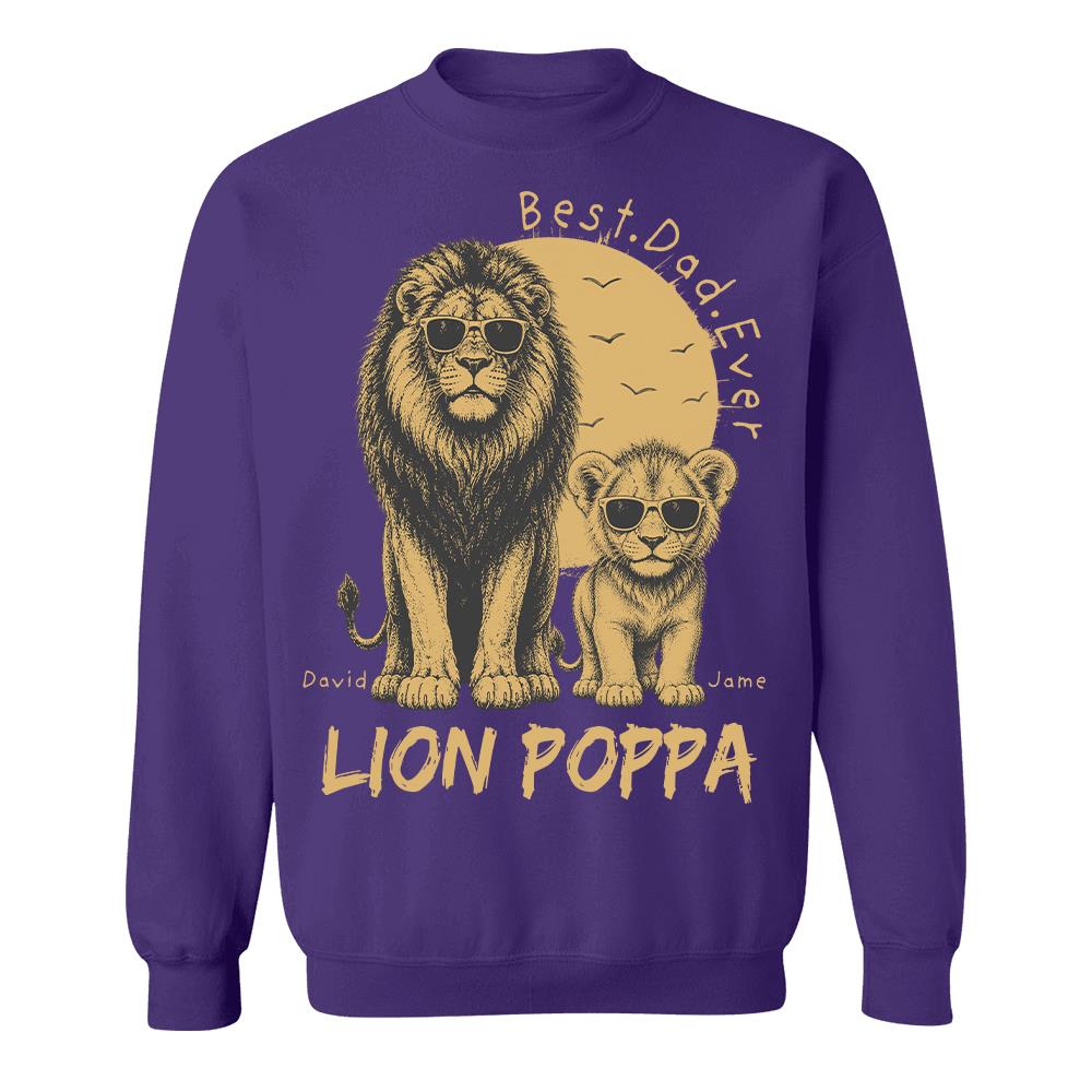 Retro Vintage Lion Dad And Kids Daddy Protector - Personalized Shirt - Cool Father's Day Gift For Dad, Husband Hv01 Vr1