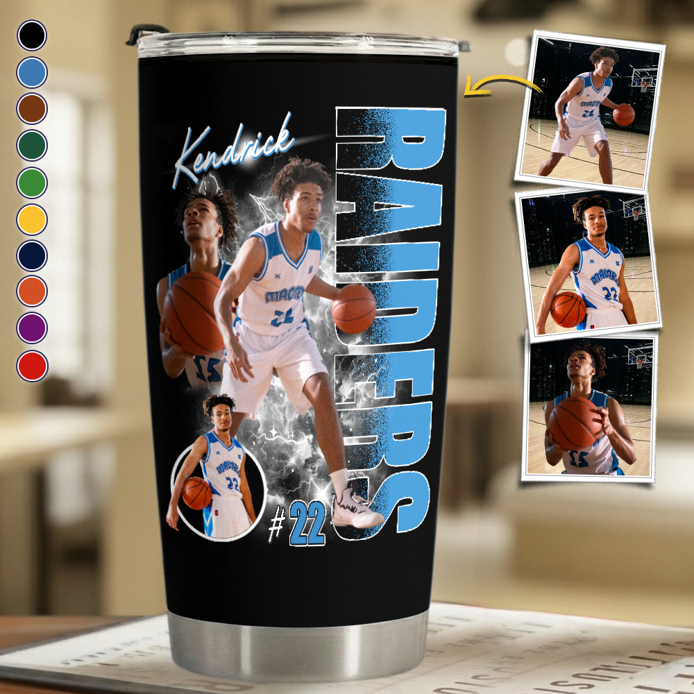 Custom Photo Basketball Player Tumbler- Personalized Team Name School Name Bootleg Tumbler T1807 Li29