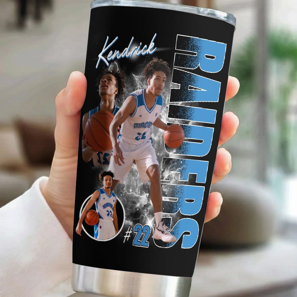 Custom Photo Basketball Player Tumbler- Personalized Team Name School Name Bootleg Tumbler T1807 Li29