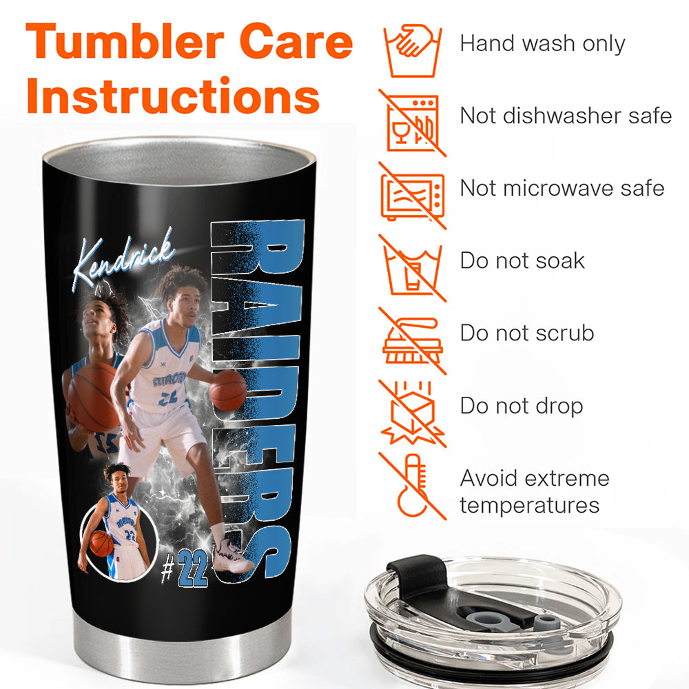Custom Photo Basketball Player Tumbler- Personalized Team Name School Name Bootleg Tumbler T1807 Li29