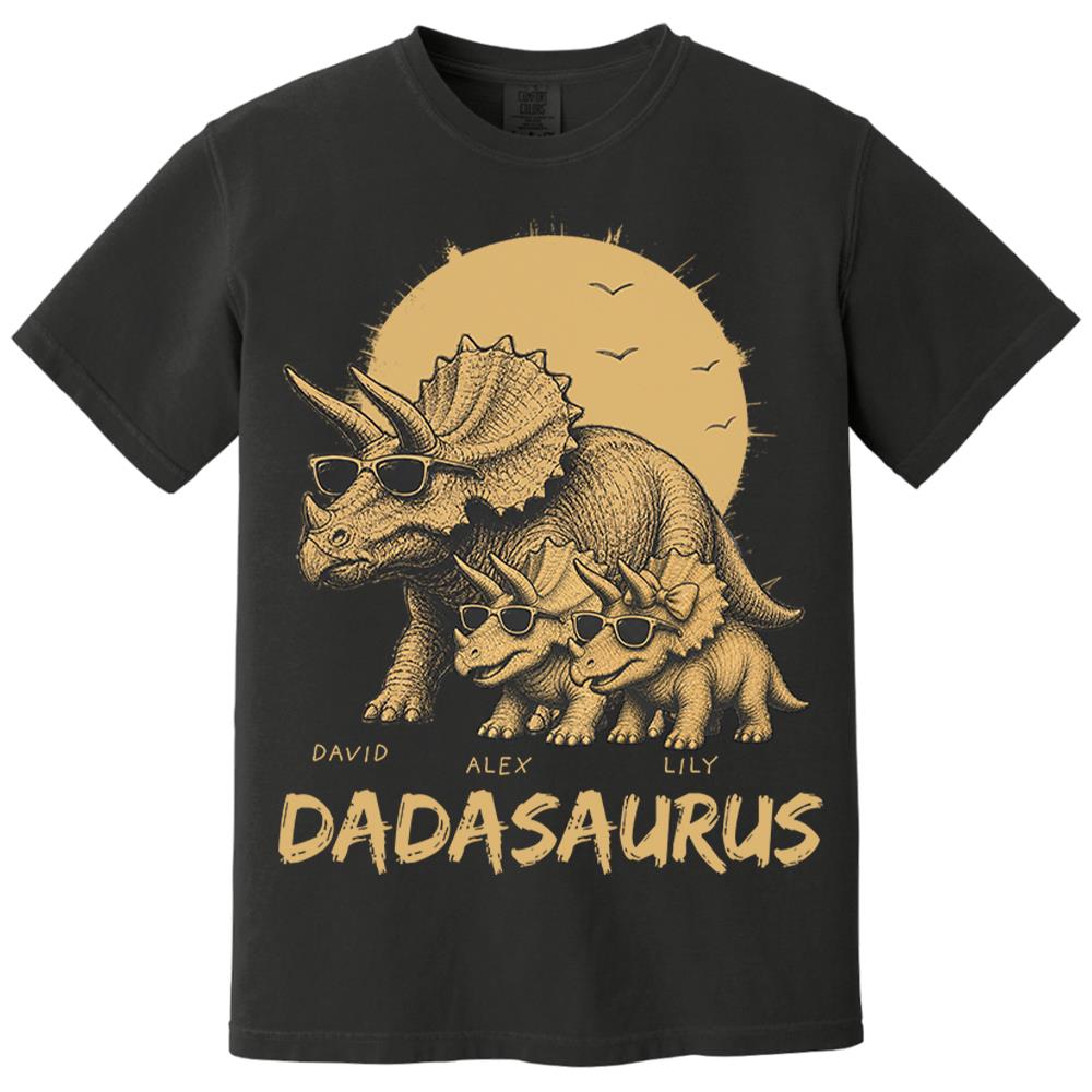 Personalized Funny Dadasaurus Animal Dad T Shirts The Best Bucking Papa Triceratops Tees for Dadasaurus Nh00