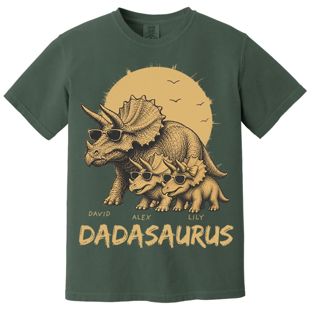 Personalized Funny Dadasaurus Animal Dad T Shirts The Best Bucking Papa Triceratops Tees for Dadasaurus Nh00