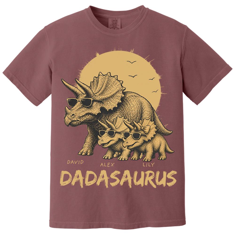 Personalized Funny Dadasaurus Animal Dad T Shirts The Best Bucking Papa Triceratops Tees for Dadasaurus Nh00