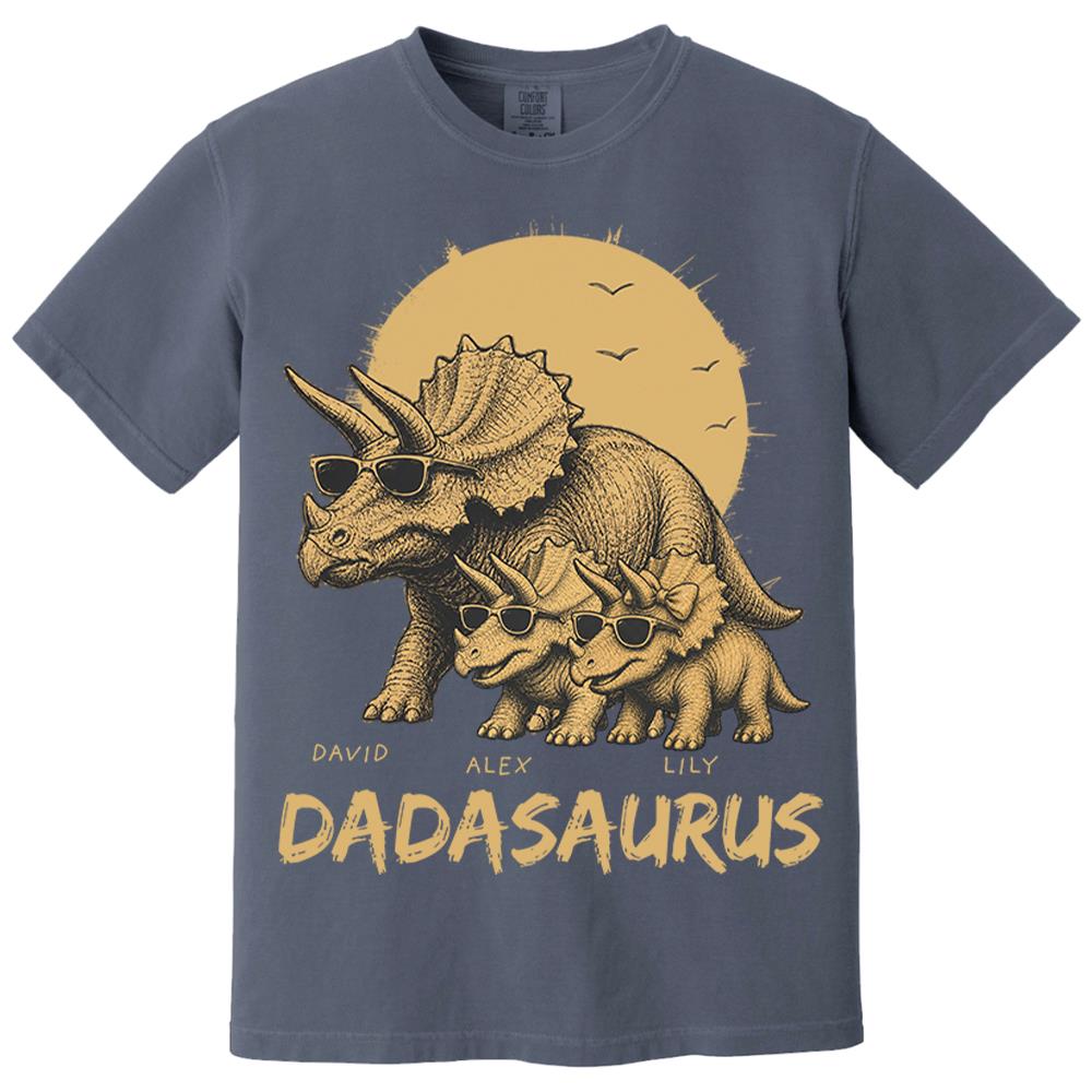 Personalized Funny Dadasaurus Animal Dad T Shirts The Best Bucking Papa Triceratops Tees for Dadasaurus Nh00