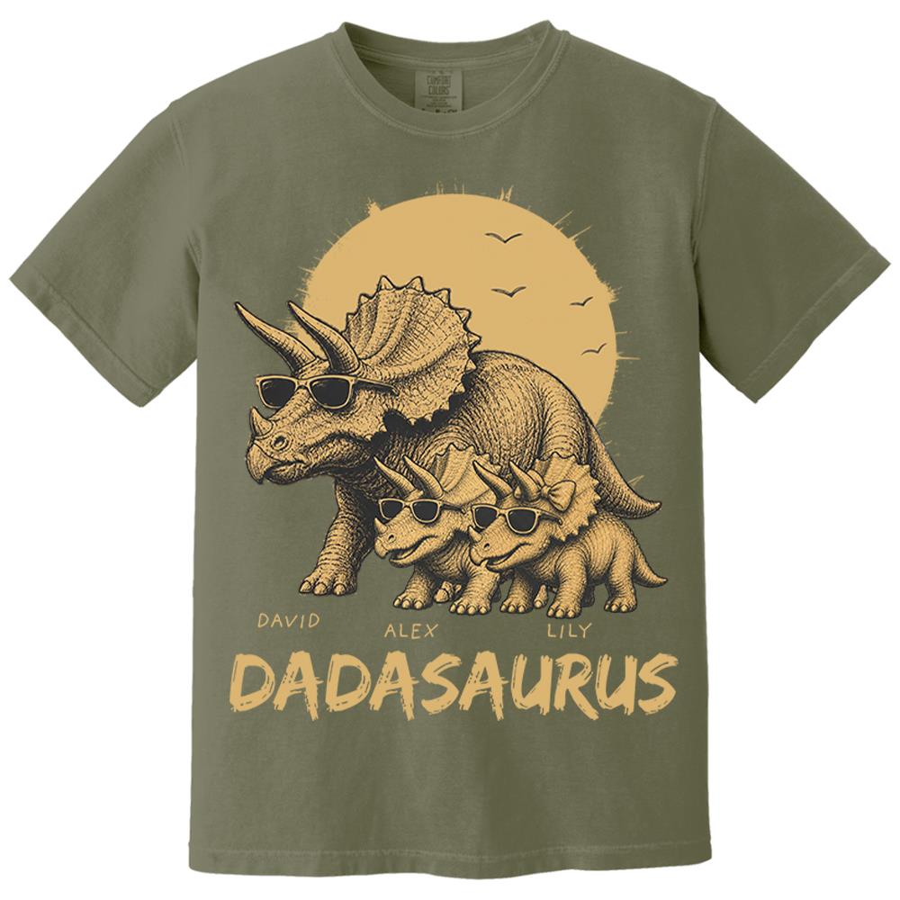 Personalized Funny Dadasaurus Animal Dad T Shirts The Best Bucking Papa Triceratops Tees for Dadasaurus Nh00