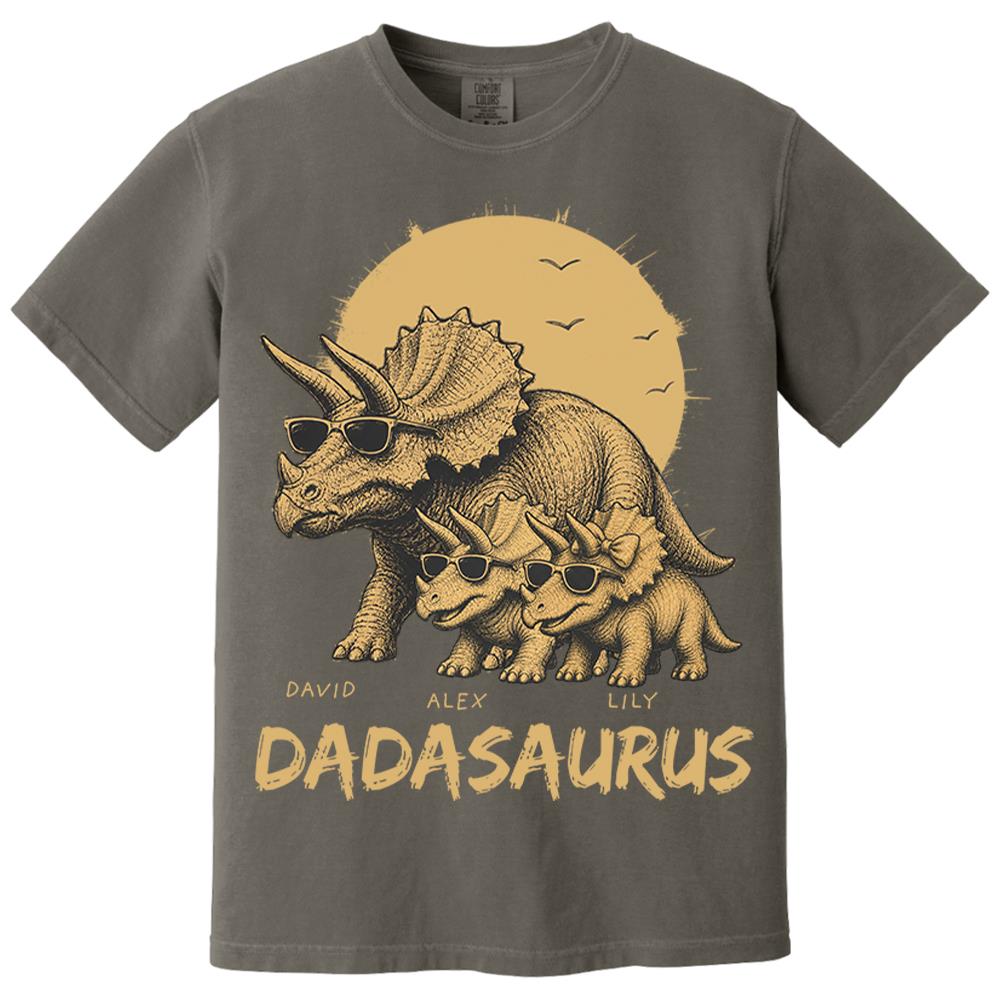 Personalized Funny Dadasaurus Animal Dad T Shirts The Best Bucking Papa Triceratops Tees for Dadasaurus Nh00