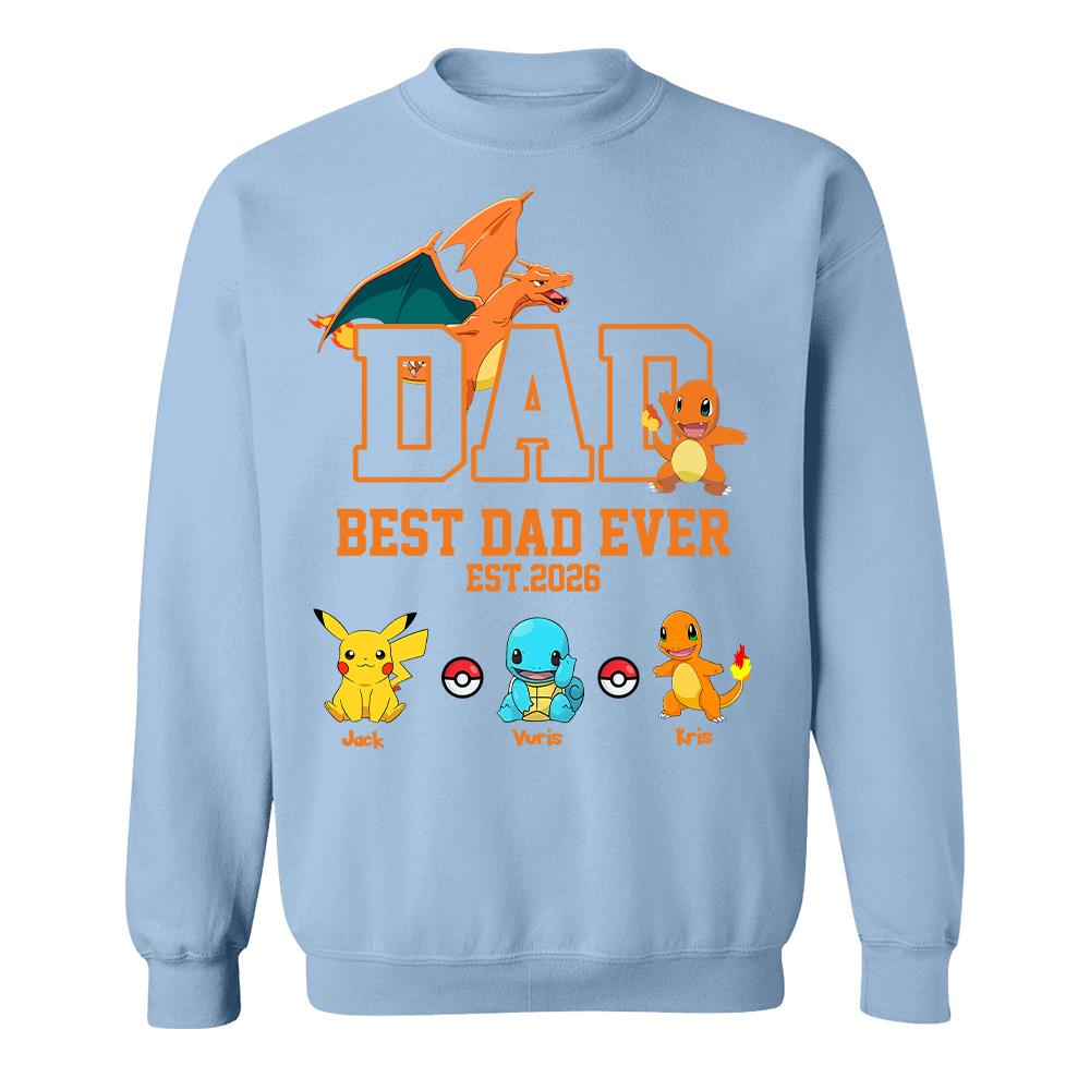 Pokedad Best Dad Ever, Personalized Pokedad Shirt With Kids Name, Father's Day Gifts For Dad, Husband, Grandpa MI209 Hv01