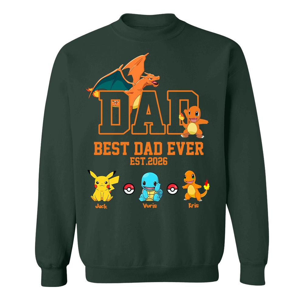 Pokedad Best Dad Ever, Personalized Pokedad Shirt With Kids Name, Father's Day Gifts For Dad, Husband, Grandpa MI209 Hv01