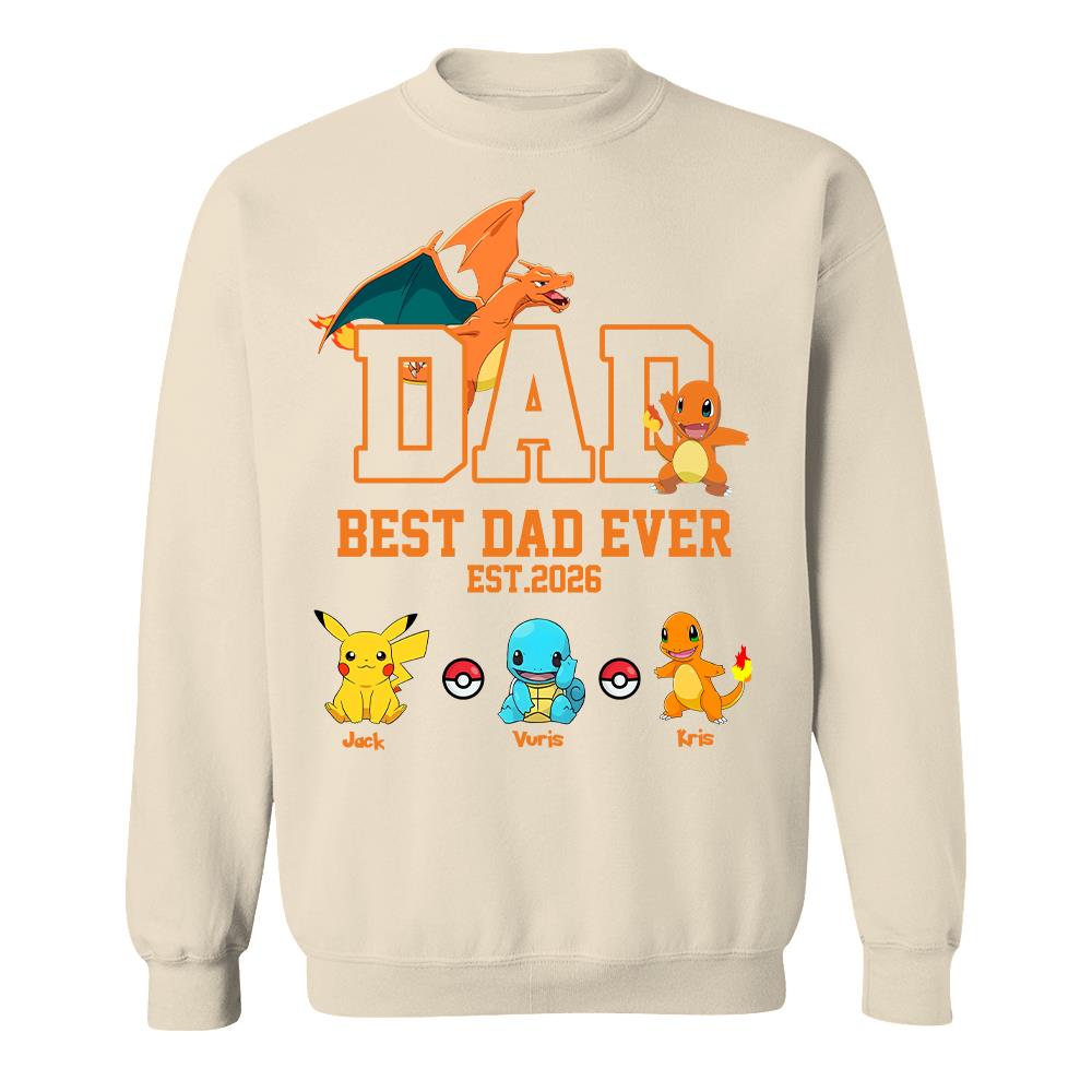 Pokedad Best Dad Ever, Personalized Pokedad Shirt With Kids Name, Father's Day Gifts For Dad, Husband, Grandpa MI209 Hv01