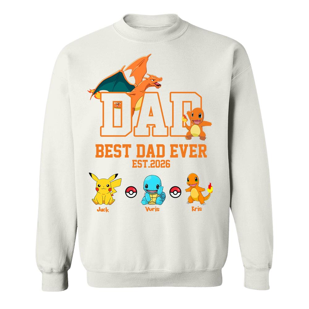 Pokedad Best Dad Ever, Personalized Pokedad Shirt With Kids Name, Father's Day Gifts For Dad, Husband, Grandpa MI209 Hv01