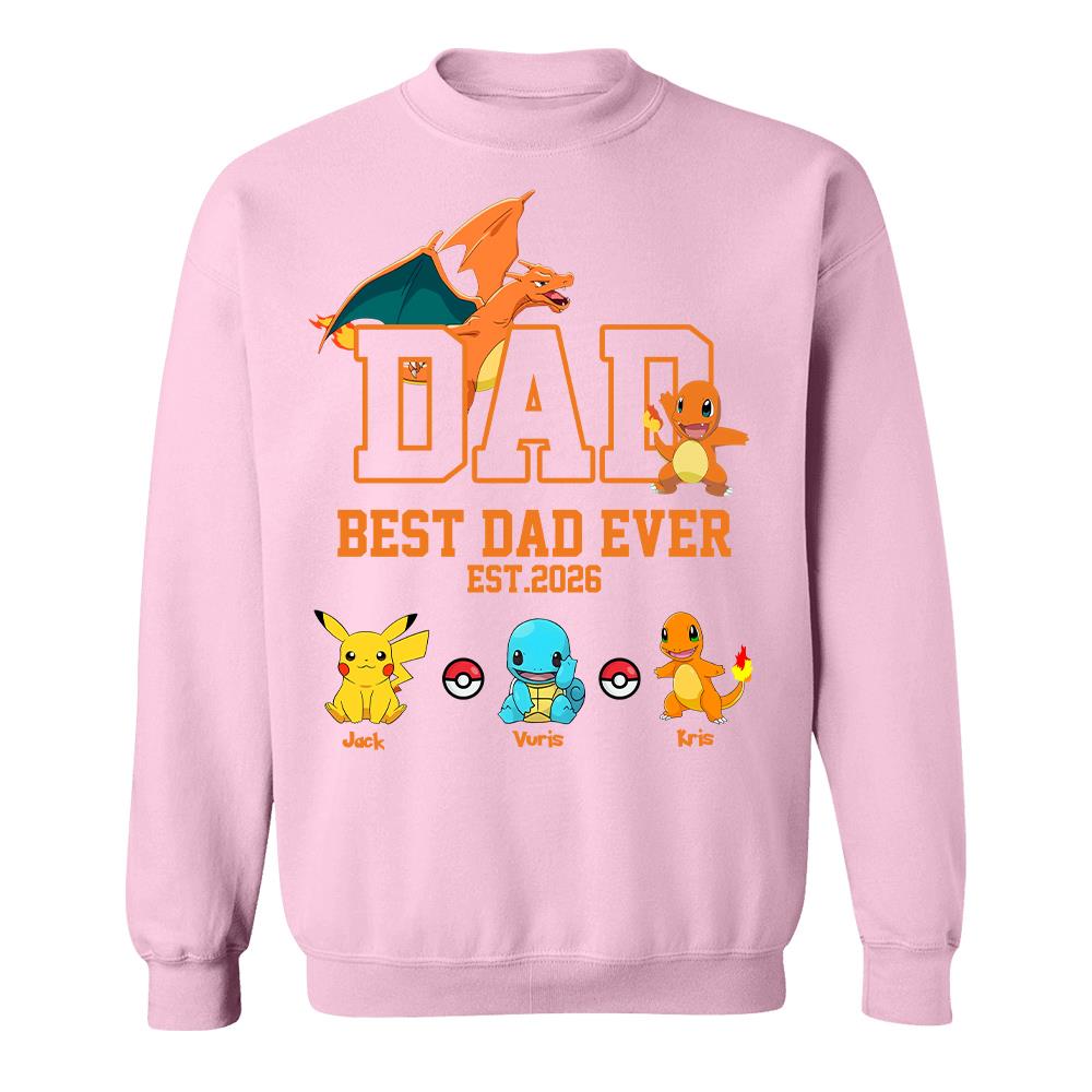 Pokedad Best Dad Ever, Personalized Pokedad Shirt With Kids Name, Father's Day Gifts For Dad, Husband, Grandpa MI209 Hv01