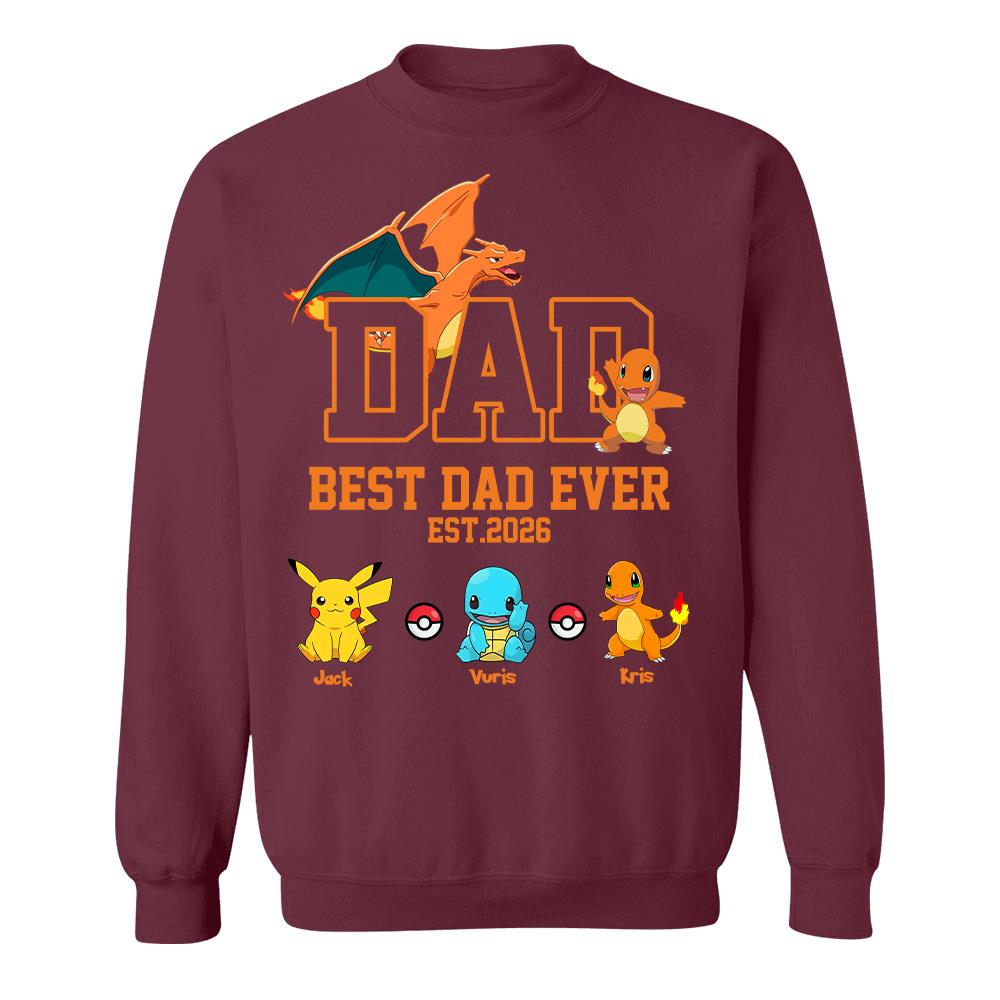 Pokedad Best Dad Ever, Personalized Pokedad Shirt With Kids Name, Father's Day Gifts For Dad, Husband, Grandpa MI209 Hv01