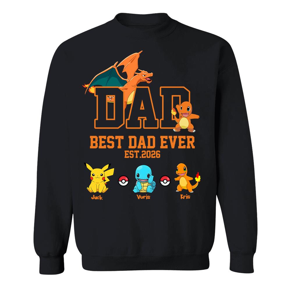 Pokedad Best Dad Ever, Personalized Pokedad Shirt With Kids Name, Father's Day Gifts For Dad, Husband, Grandpa MI209 Hv01