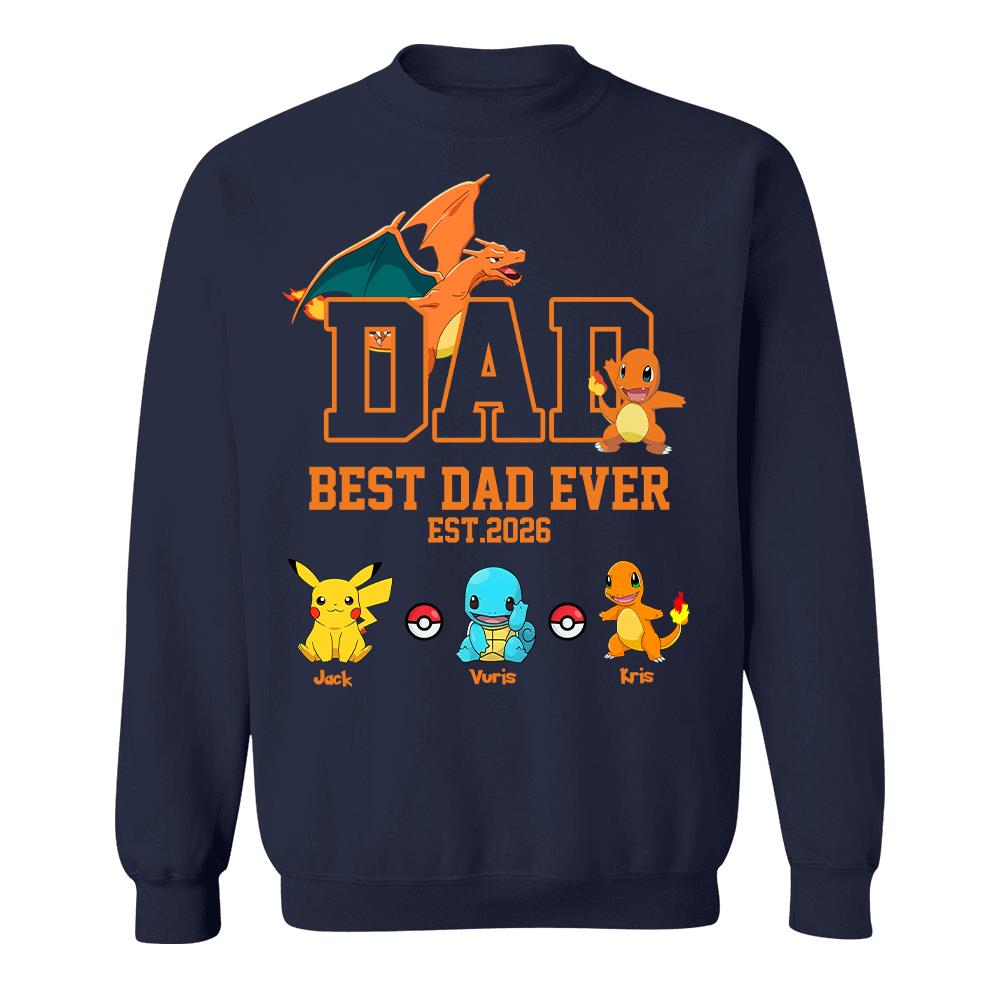Pokedad Best Dad Ever, Personalized Pokedad Shirt With Kids Name, Father's Day Gifts For Dad, Husband, Grandpa MI209 Hv01