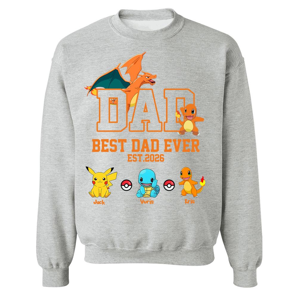 Pokedad Best Dad Ever, Personalized Pokedad Shirt With Kids Name, Father's Day Gifts For Dad, Husband, Grandpa MI209 Hv01