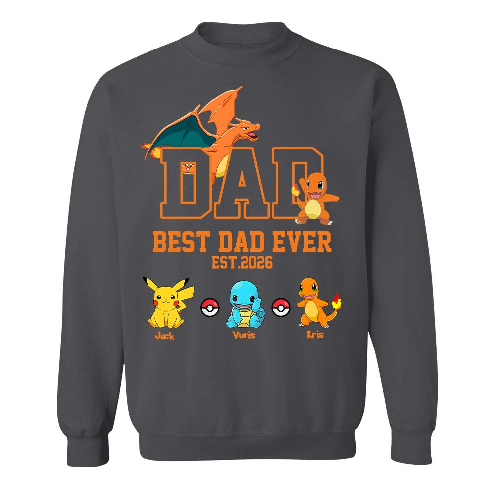 Pokedad Best Dad Ever, Personalized Pokedad Shirt With Kids Name, Father's Day Gifts For Dad, Husband, Grandpa MI209 Hv01