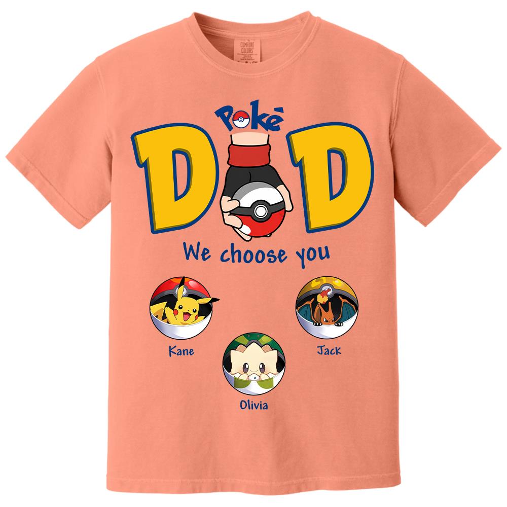 PokeDad Best Poke Dad Ever, Personalized PokéDad Shirt With Kids Name, Gifts For Dad, Gifts For Father's Day MI209 Hv01