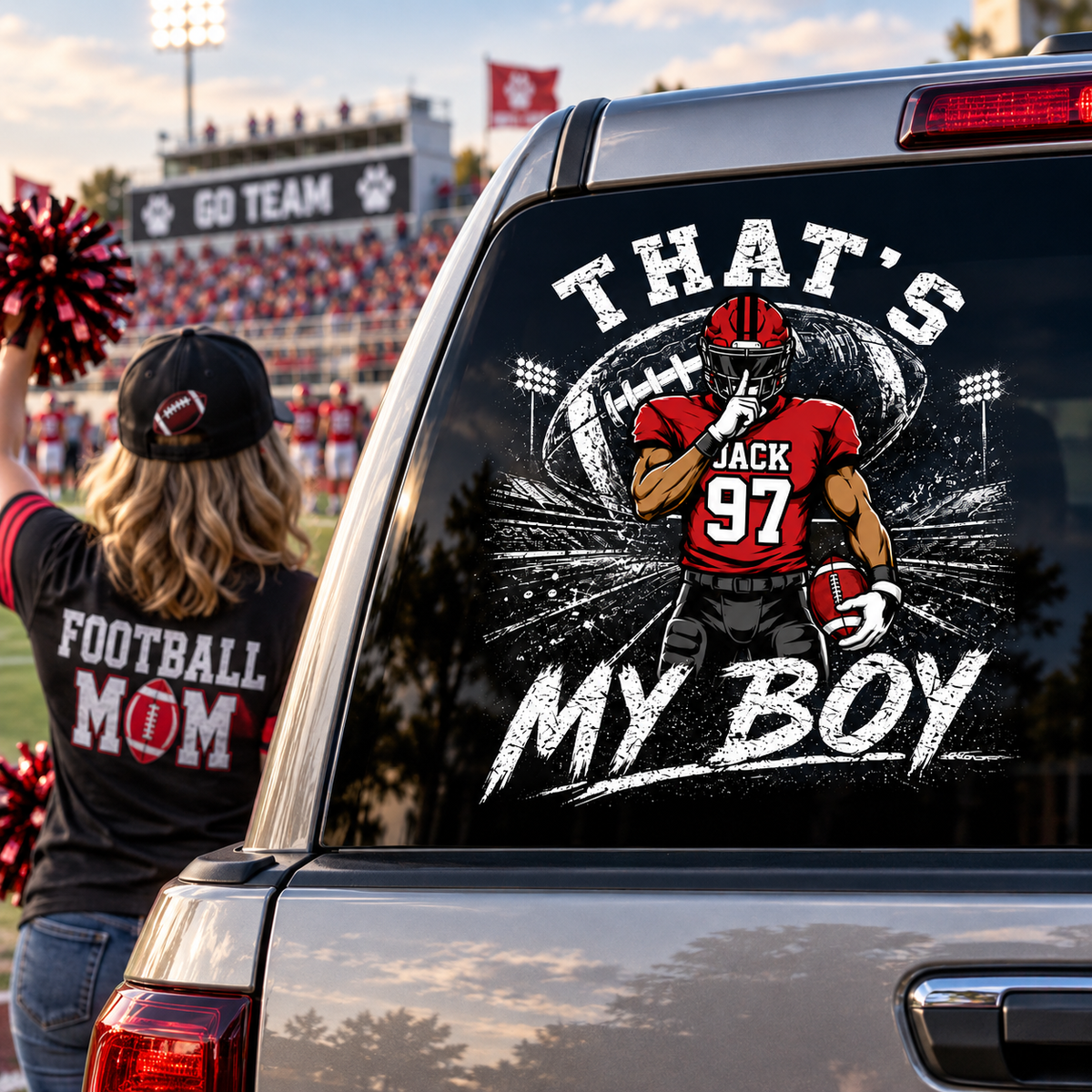 Personalized That's My Boy Car Decal, Custom Football Player Sticker, Gift for Sports Moms and Dads T1807 T24
