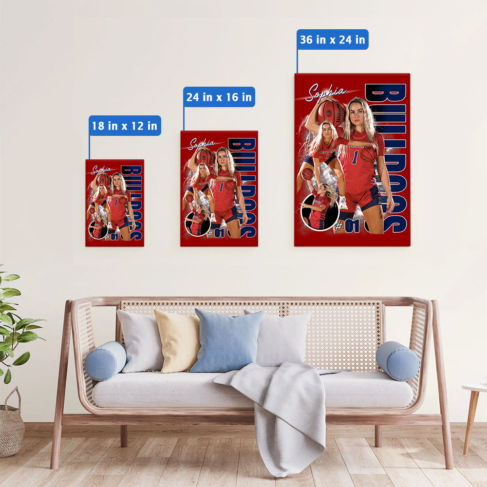 Custom Photo Basketball Player Poster - Personalized Team Name School Name Bootleg Poster Vr2 T1807