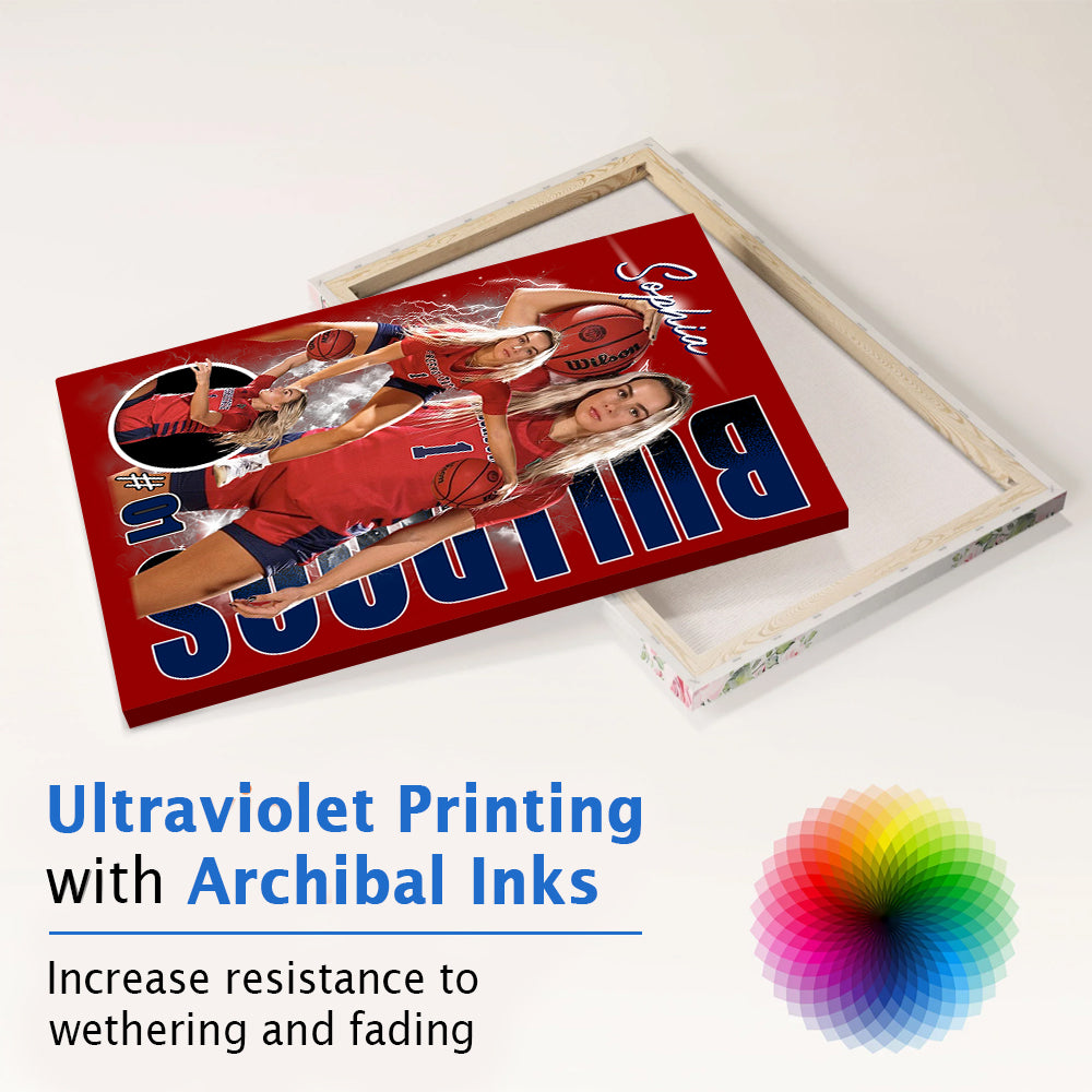 Custom Photo Basketball Player Poster - Personalized Team Name School Name Bootleg Poster Vr2 T1807