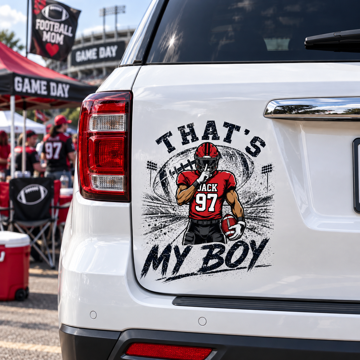 Personalized That's My Boy Car Decal, Custom Football Player Sticker, Gift for Sports Moms and Dads T1807 T24
