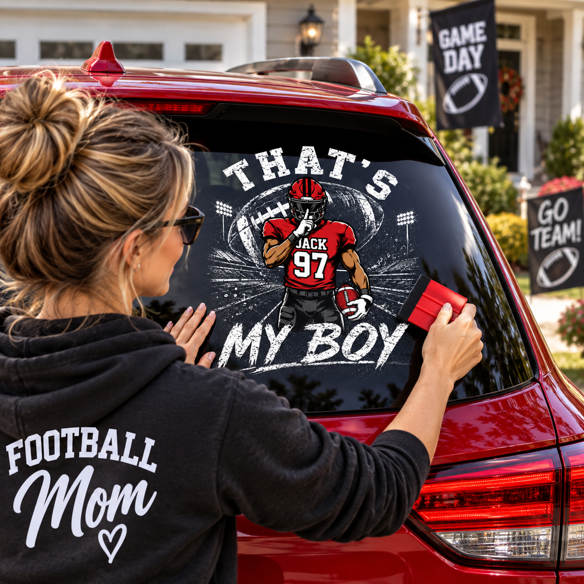 Personalized That's My Boy Car Decal, Custom Football Player Sticker, Gift for Sports Moms and Dads T1807 T24