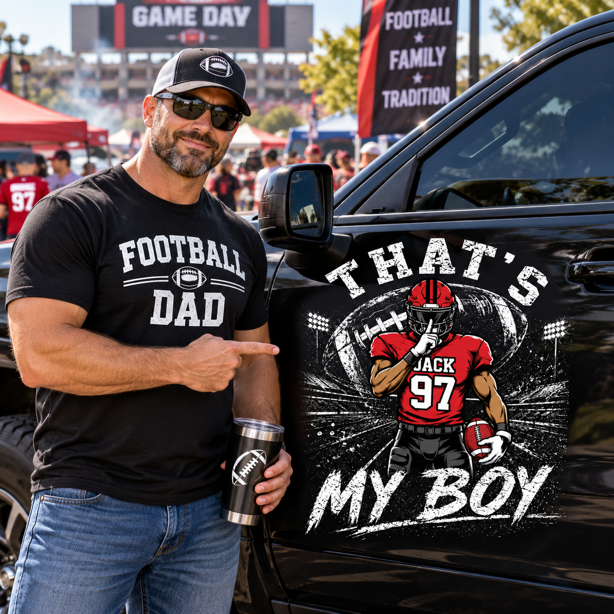 Personalized That's My Boy Car Decal, Custom Football Player Sticker, Gift for Sports Moms and Dads T1807 T24