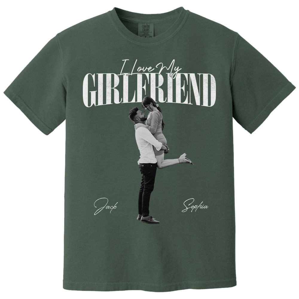 Custom 'I Love My Girlfriend' Valentine Shirt, Personalized Gift For Couple Pt99