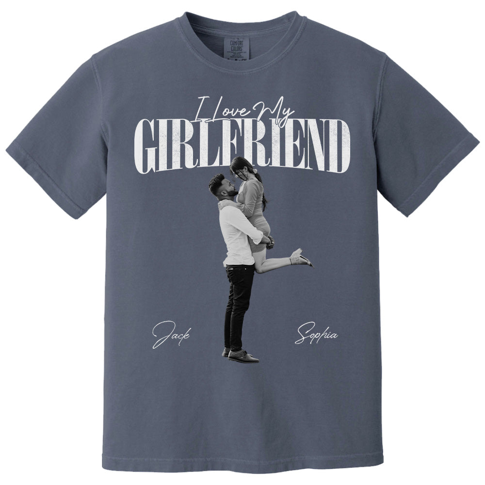 Custom 'I Love My Girlfriend' Valentine Shirt, Personalized Gift For Couple Pt99