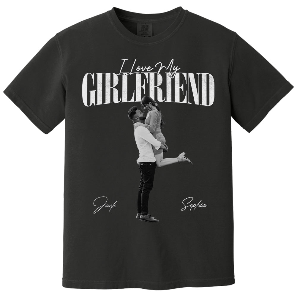 Custom 'I Love My Girlfriend' Valentine Shirt, Personalized Gift For Couple Pt99