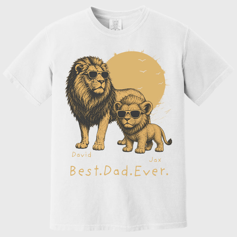 Personalized Best Dad Ever Lion T-Shirt Father Day Gifts for Dad Funny Papa Tshirt Cool Daddy Lion Tee  Pt99