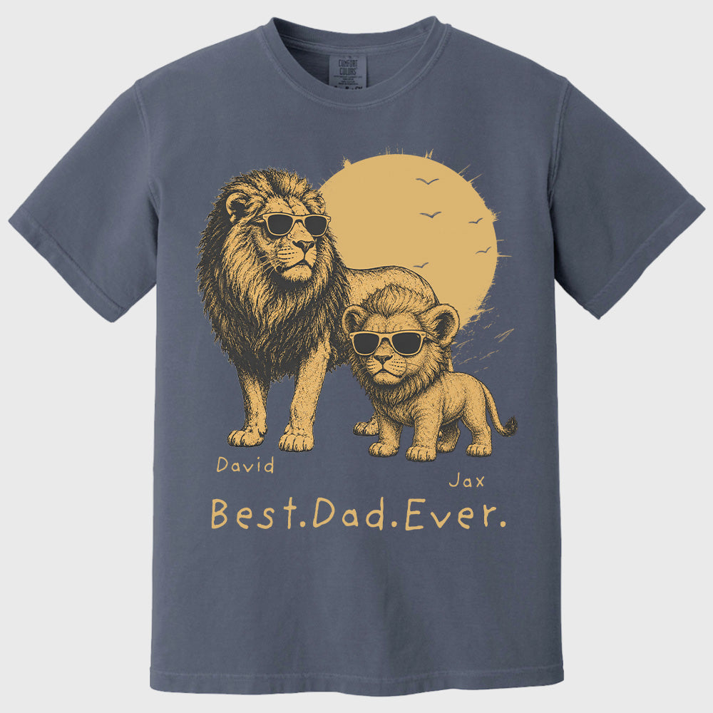 Personalized Best Dad Ever Lion T-Shirt Father Day Gifts for Dad Funny Papa Tshirt Cool Daddy Lion Tee  Pt99