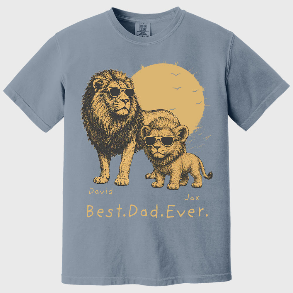 Personalized Best Dad Ever Lion T-Shirt Father Day Gifts for Dad Funny Papa Tshirt Cool Daddy Lion Tee  Pt99