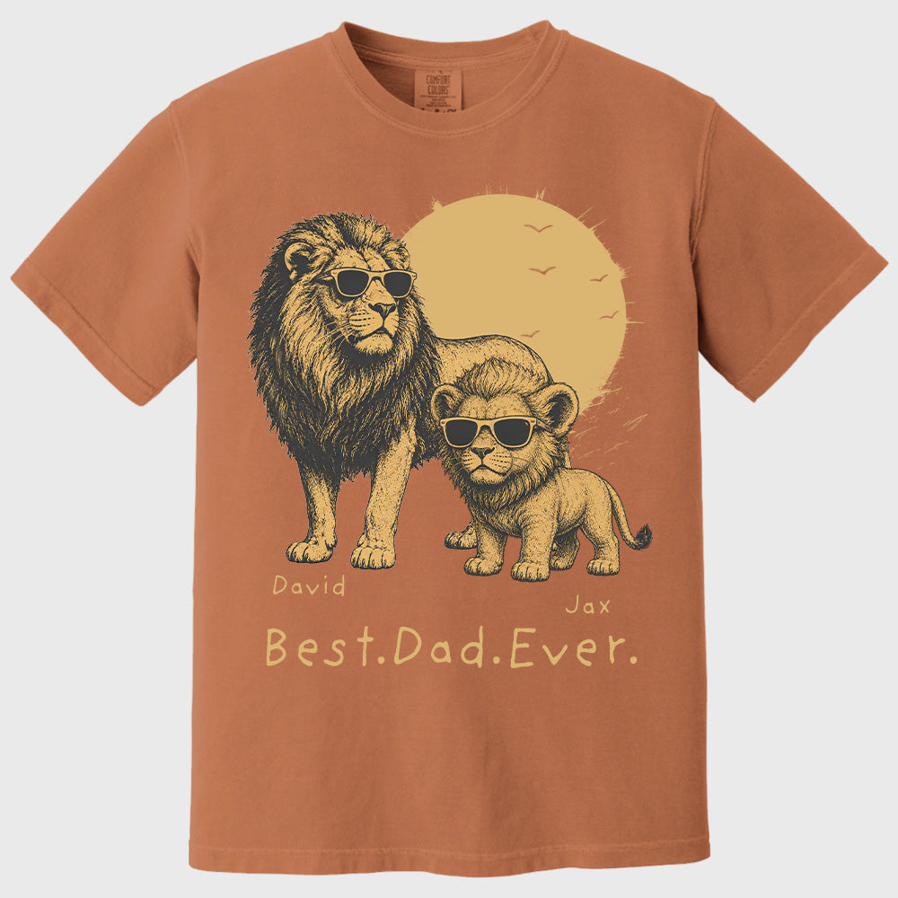 Personalized Best Dad Ever Lion T-Shirt Father Day Gifts for Dad Funny Papa Tshirt Cool Daddy Lion Tee  Pt99
