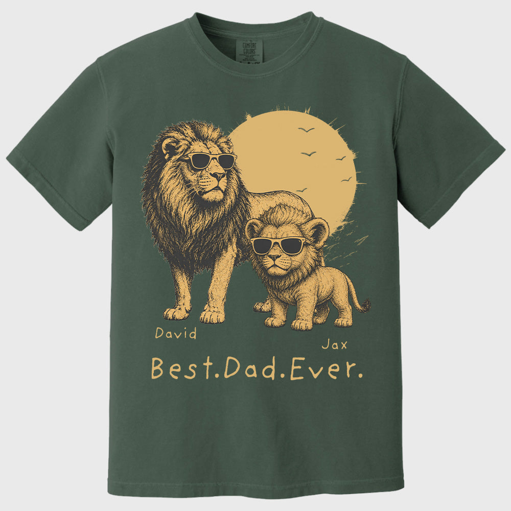 Personalized Best Dad Ever Lion T-Shirt Father Day Gifts for Dad Funny Papa Tshirt Cool Daddy Lion Tee  Pt99