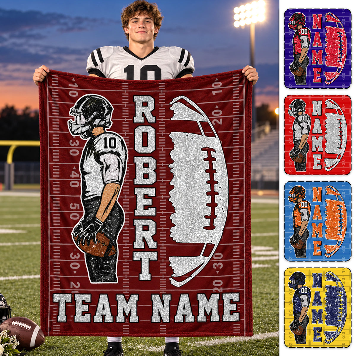 Personalized American Football Blanket - Matching Football Player Blanket - Custom Football Team NA04 Hv01 KL07