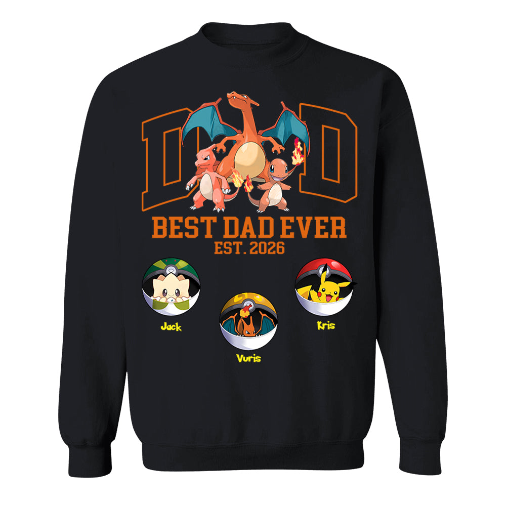Pokedad Best Dad Ever, Personalized Pokedad Shirt With Kids Name, Father's Day Gift For Husband, Dad, Grandpa MI209 Li29