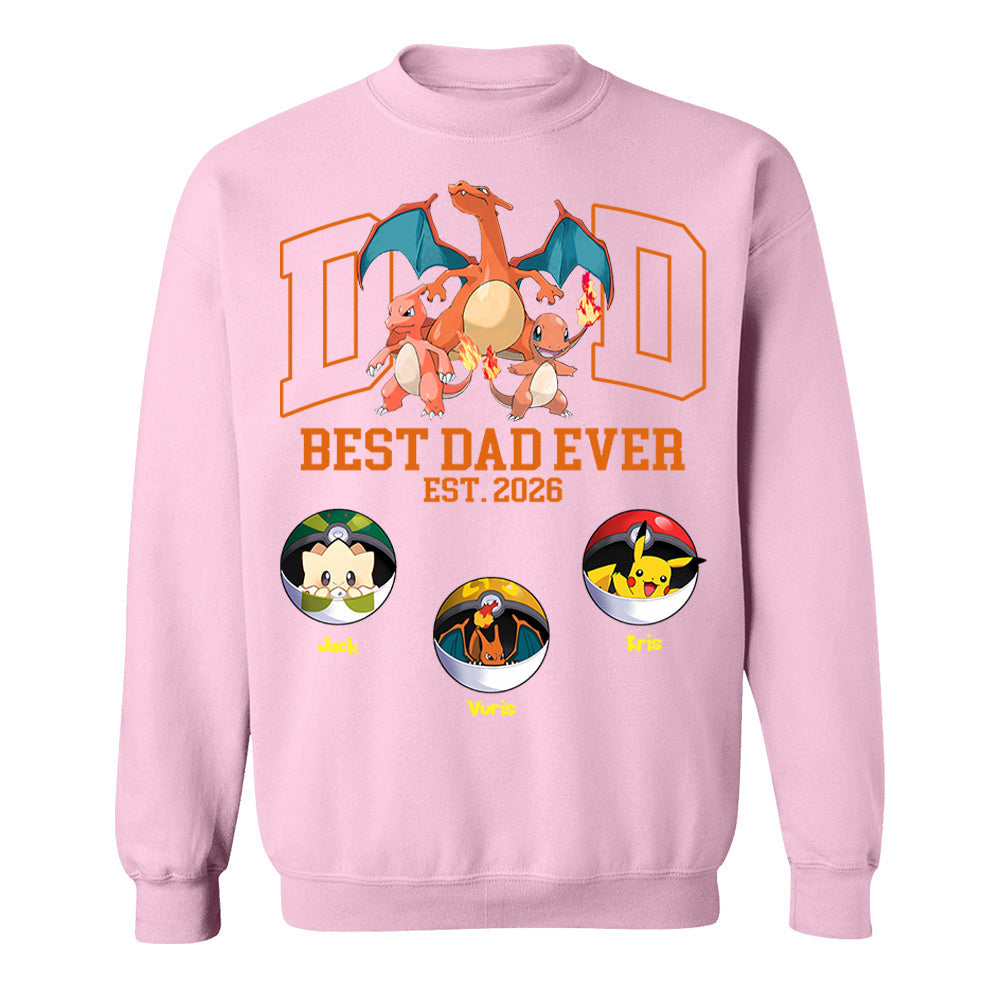 Pokedad Best Dad Ever, Personalized Pokedad Shirt With Kids Name, Father's Day Gift For Husband, Dad, Grandpa MI209 Li29