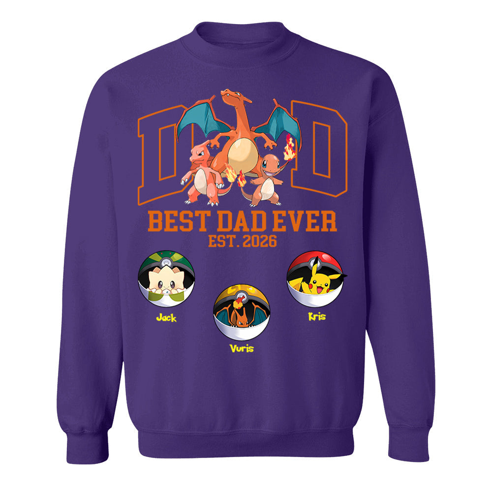 Pokedad Best Dad Ever, Personalized Pokedad Shirt With Kids Name, Father's Day Gift For Husband, Dad, Grandpa MI209 Li29