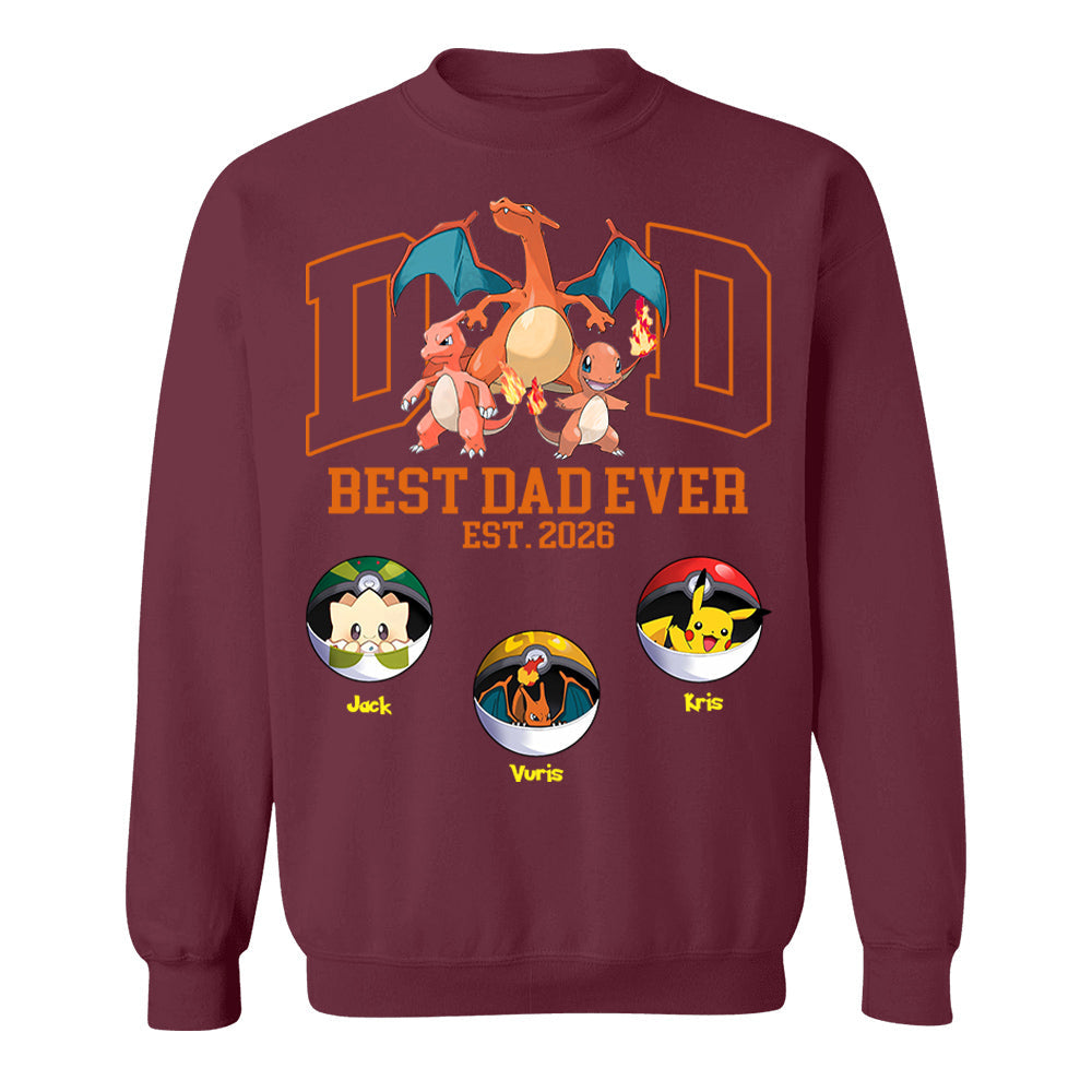 Pokedad Best Dad Ever, Personalized Pokedad Shirt With Kids Name, Father's Day Gift For Husband, Dad, Grandpa MI209 Li29