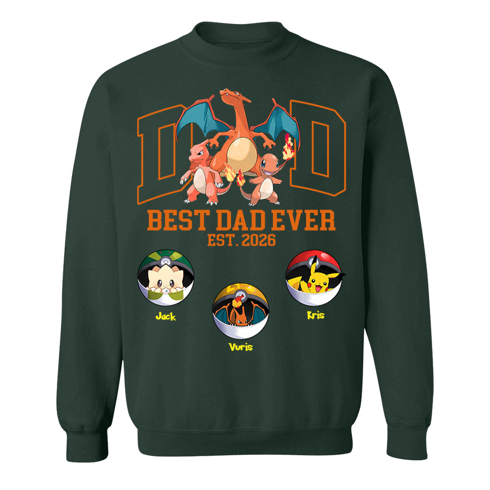 Pokedad Best Dad Ever, Personalized Pokedad Shirt With Kids Name, Father's Day Gift For Husband, Dad, Grandpa MI209 Li29
