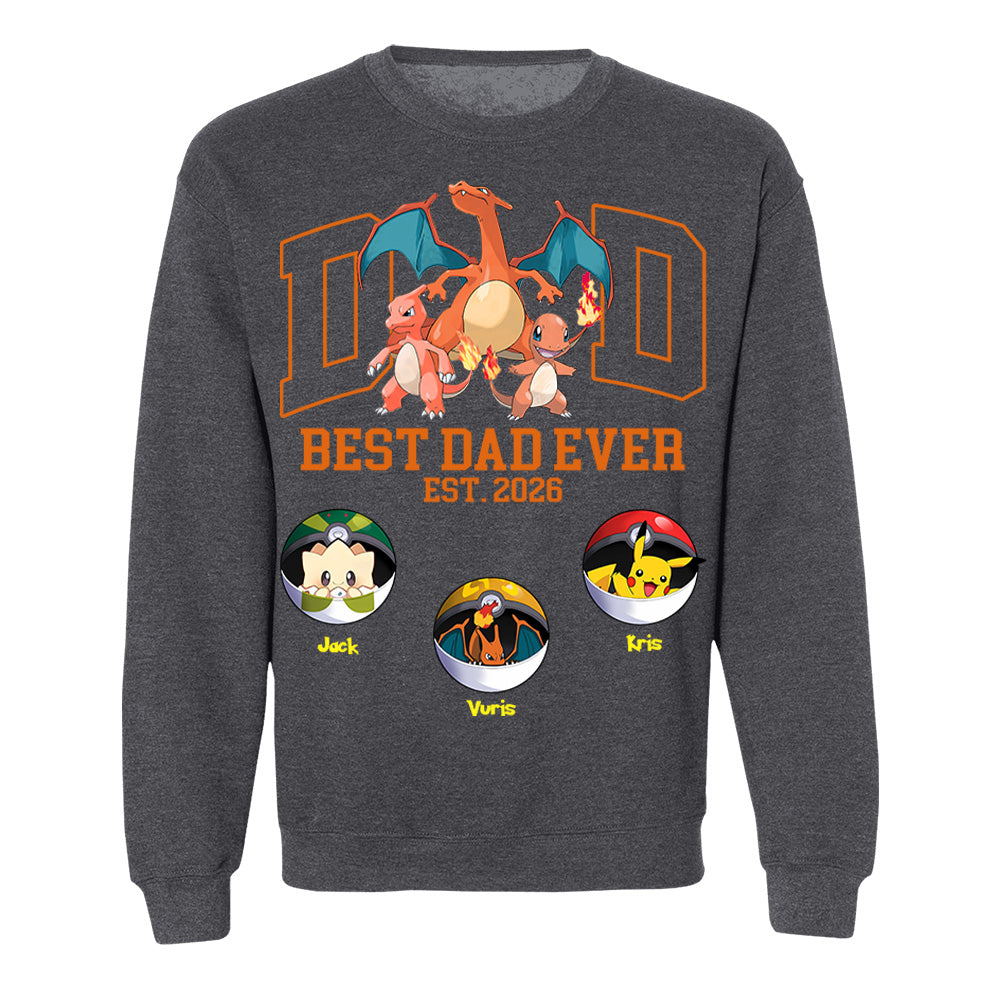 Pokedad Best Dad Ever, Personalized Pokedad Shirt With Kids Name, Father's Day Gift For Husband, Dad, Grandpa MI209 Li29